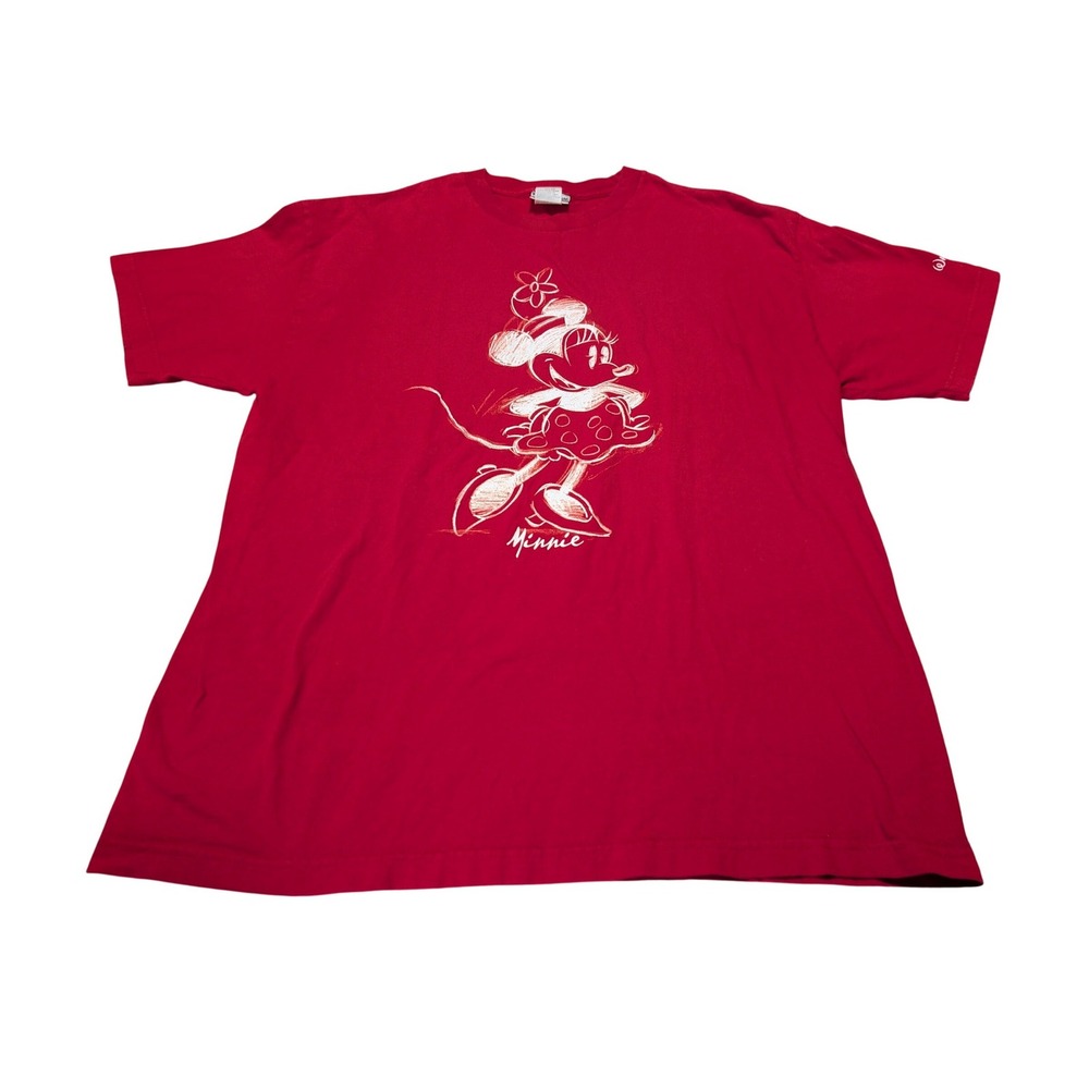 Walt Disney World T-Shirt Women XL Red Minnie Mouse Sketch Graphic Cotton‎ Tee